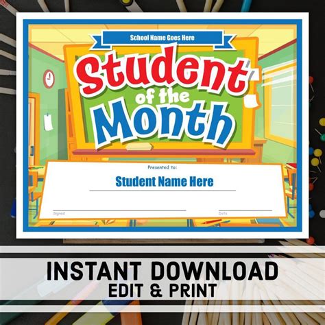 Student Of The Month Certificate Template - Printable Holiday Crafts