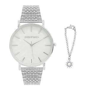 Joker & Witch Stainless Steel Women Silver Pearl Analog Watch & Charm ...