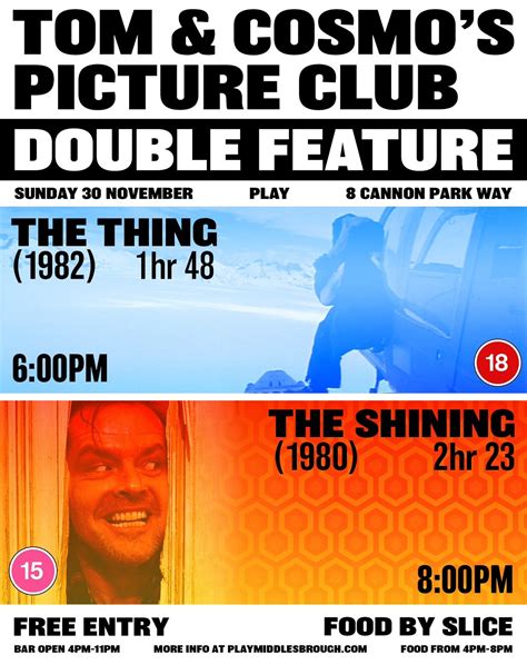 The Thing & The Shining Screening at Play, Middlesbrough, 8 Cannon Park ...