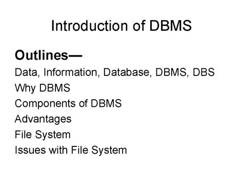 DBMS ppt1 - This notes are sql programming based. - Introduction of ...