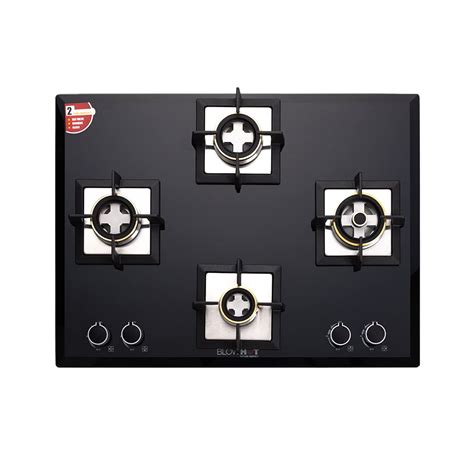 BLOWHOT Majesty Gas Hob 4 Heavy Brass Burners, Auto Ignition Toughned ...