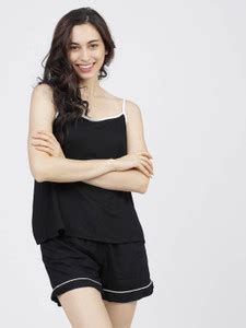VOXEUS Women Solid Black Top & Shorts Set Price in India - Buy VOXEUS ...