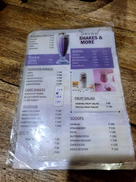 Menu at Mannappam, Veliyam