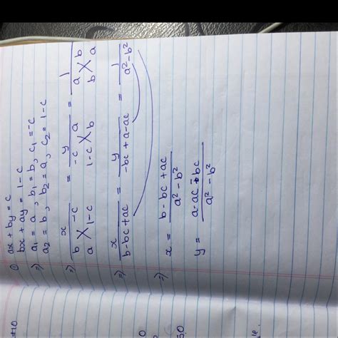 Solve the following pair of linear equations ax+bx=c bx+ay=1-c - Brainly.in