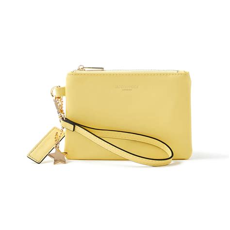 Accessorize London Women's Faux Leather Yellow Charm Wristlet Wallet ...