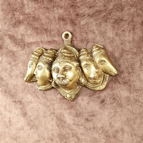 Buy Powerful Panchmukhi Hanuman Brass Wall Hanging 8 inch – Budhshiv.com