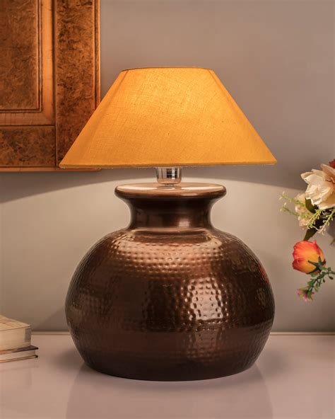Antique Copper Hammered Pitcher Table Lamp with Shade – Homesake.in