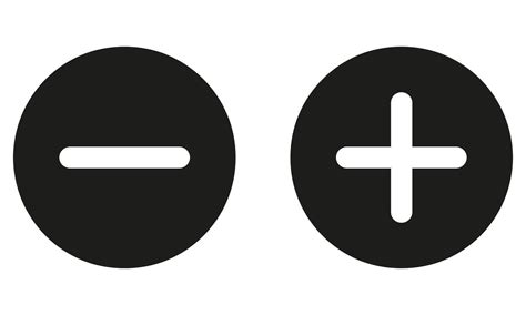 Two black and white circles with a plus and minus sign 50768847 Vector ...