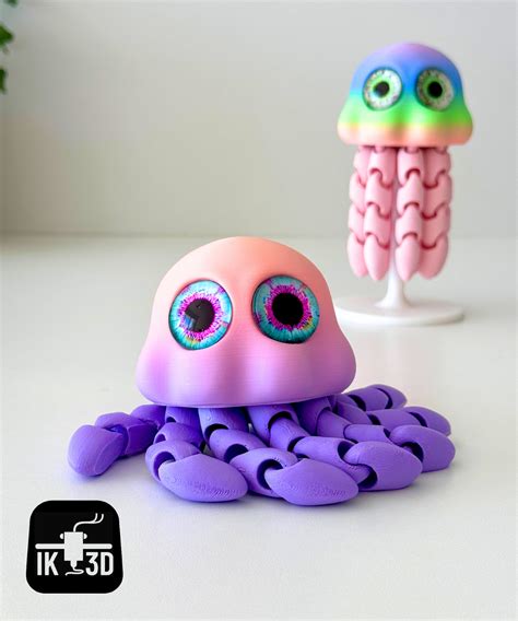 🎐 Flexi Jellyfish / Glass Eyes / No Supports・ STL File for 3D printing・Cults