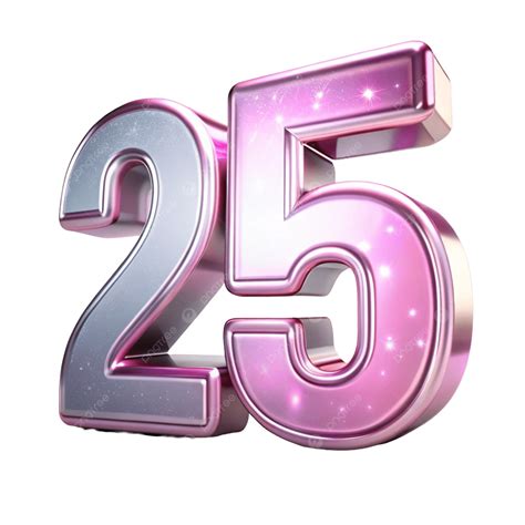 Metallic Number 25, Transparent Background 3d Illustration, 25, Llic ...