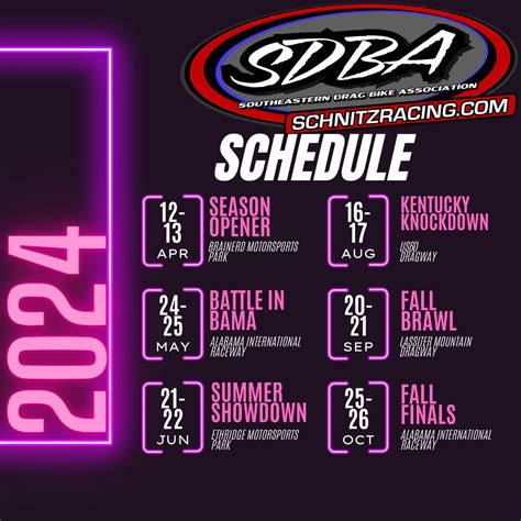 SDBA 2024 Motorcycle Drag Racing Schedule | Dragbike.com