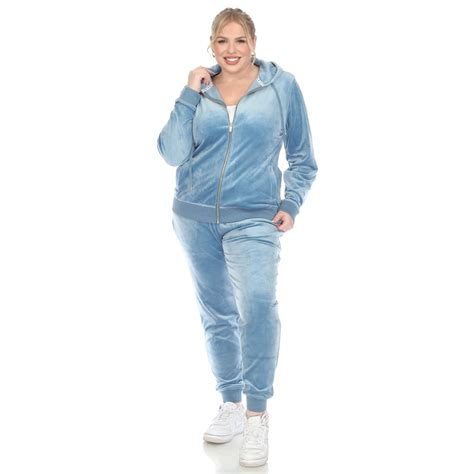 White Mark Women's Plus Size 2 Piece Velour Tracksuit Set - Walmart.com