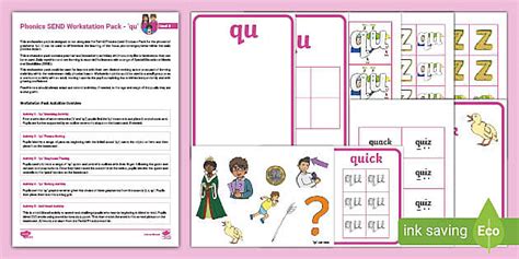 'qu' - Level 3 Phonics SEND Workstation Pack (teacher made)