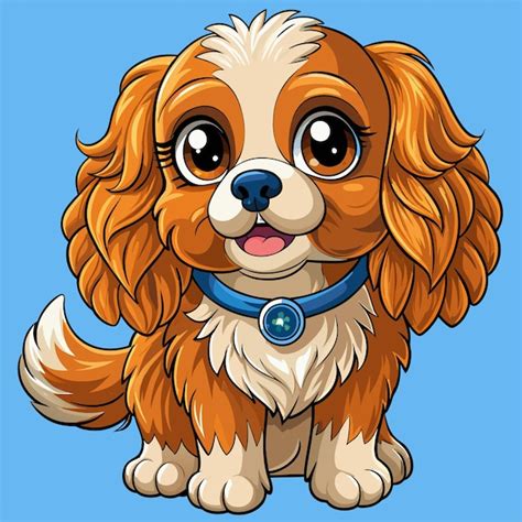 Um desenho de desenho animado de um cão com um colarinho azul e uma ...