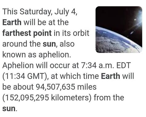 What is The Earth's farthest and closest point from the sun? - Brainly.in