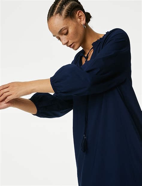 Buy Pure Cotton Tie Front Beach Cover Up Kaftan at Marks & Spencer