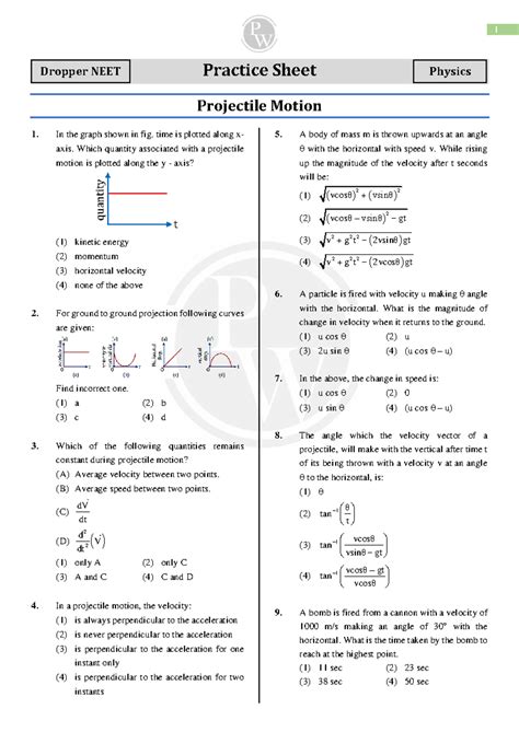 Practice Sheet Projectile Motion Physics Saurav Sir Megha - Practice ...