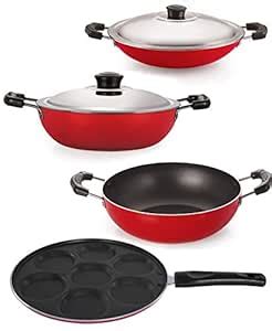 Buy Nirlon Cooking Non Stick Combo Set Aluminium Kadai, Deep Kadhai ...