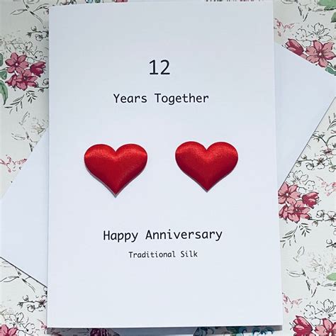 12th Anniversary Card Silk Anniversary Traditional - Etsy UK