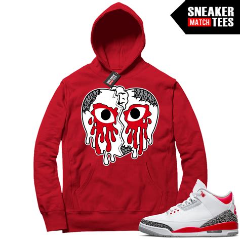 Fire red 3s Jordan Sneaker Match Hoodie Red Crying Heart | Sneaker ...