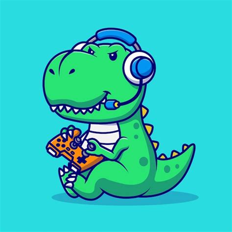 Ilustração de ícone de vetor de desenho animado de jogo de dinossauro ...