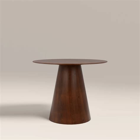 Finnley 4 Seat Round Wooden Dining Table Walnut – Nestroots
