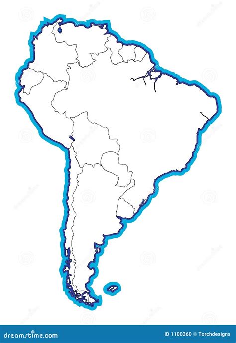 South American Map blank stock illustration. Illustration of peru - 1100360