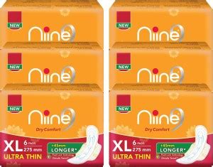 niine Dry Comfort Ultra Thin Sanitary Pads for women (Pack of 6), Extra ...