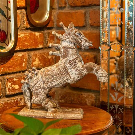 Buy Sculptures & Statues | Ghodo Mango Wood Horse White Distress | Shop ...