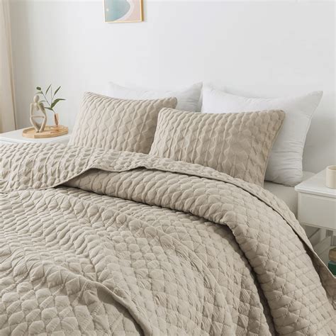 Amazon.com: WDCOZY Beige Quit Twin Size Bedding Sets with Pillow Sham ...