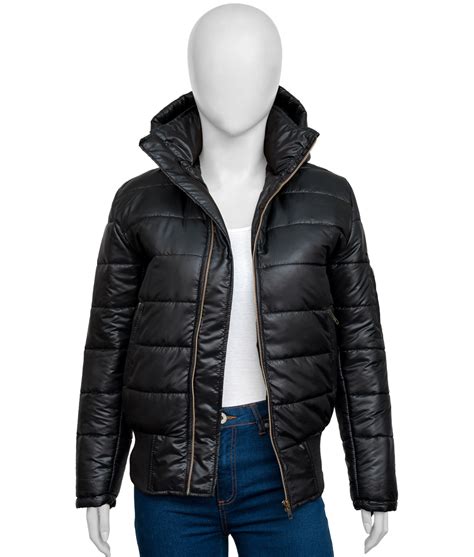 Womens Black Puffer Jacket - USA Jacket