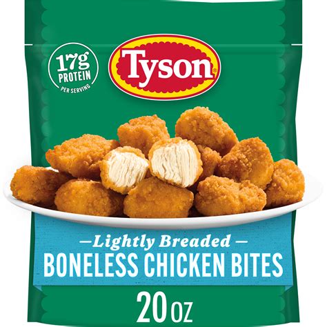 Tyson Lightly Breaded Boneless Chicken Nugget Bites, 20 oz (Frozen ...