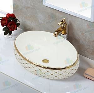 REMOTION Ceramic Table Top Bathroom Sink | Countertop Vessel Sink ...