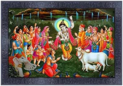 pnf Goverdhan Krishna Religious Wood Photo Frames with Acrylic Sheet ...