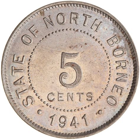 Five Cents 1941, Coin from North Borneo - Online Coin Club