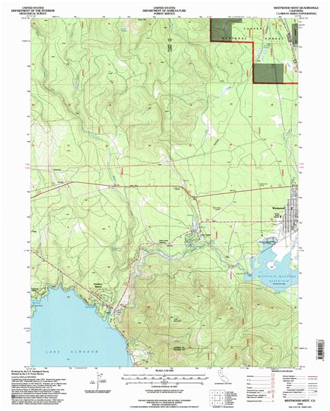 Classic USGS Westwood West California 7.5'x7.5' Topo Map – MyTopo Map Store