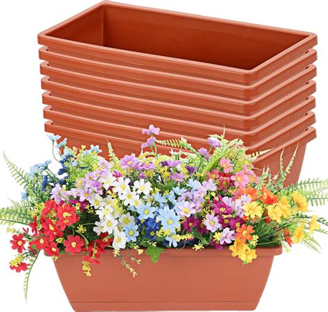 Amazon.com : OSMOFUZE Window Box Planter, 6 Packs 17 Inches Rectangle ...