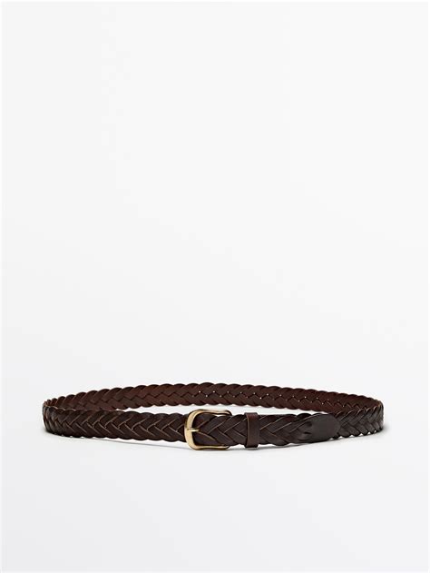 Braided leather belt · Brown, Black · Accessories | Massimo Dutti