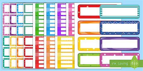Editable Multicolour Pattern Tote Tray and Peg Labels Resource Pack