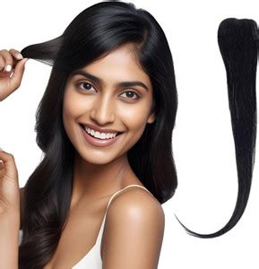 RefynHair Women Invisible 1 Clip Side Patch Extension With 14 Inch ...