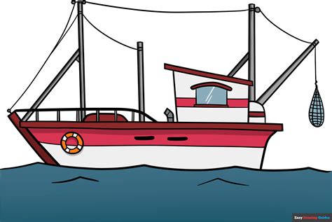 How to Draw a Fishing Boat - Really Easy Drawing Tutorial