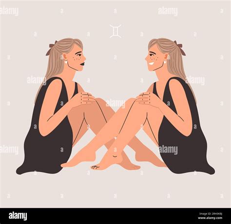 Two girls sitting opposite each other as a symbol of the astrological sign of the zodiac Gemini ...