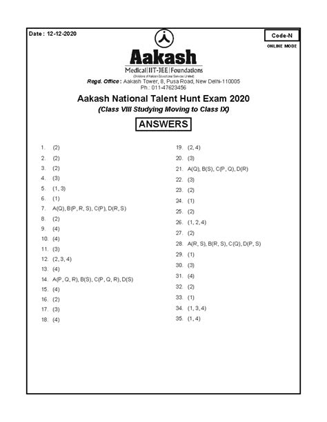 Anthe-2020 (VIII moving to IX) (Code-N) 12-12-2020 ANS - Date : 12-12 ...