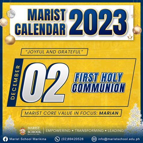 MARIST CALENDAR | First Holy... - Marist School Marikina