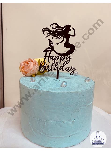 CAKE DECOR™ 5 inch Acrylic Happy Birthday with Mermaid Cutout Cake Top ...