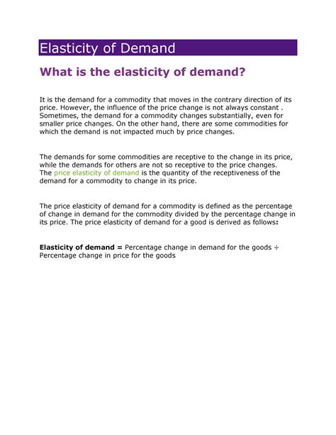 Elasticity of Demand - Elasticity of Demand What is the elasticity of ...
