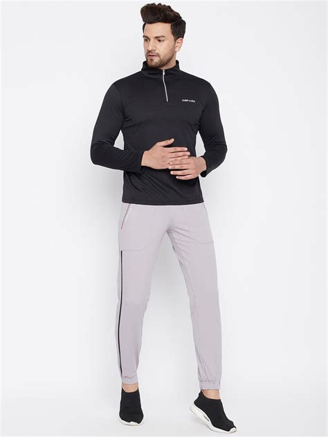 JUMP USA Men Black Sports Turtle Neck T-shirt