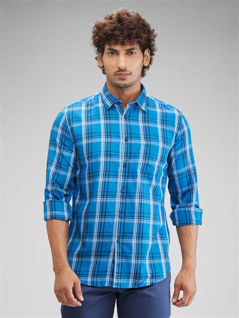 Parx Blue Checks Slim Fit Cotton Casual Shirt – MyRaymond