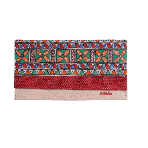 iMithila Madhubani Style Handpainted Jute Cotton Clutch for Women's and ...