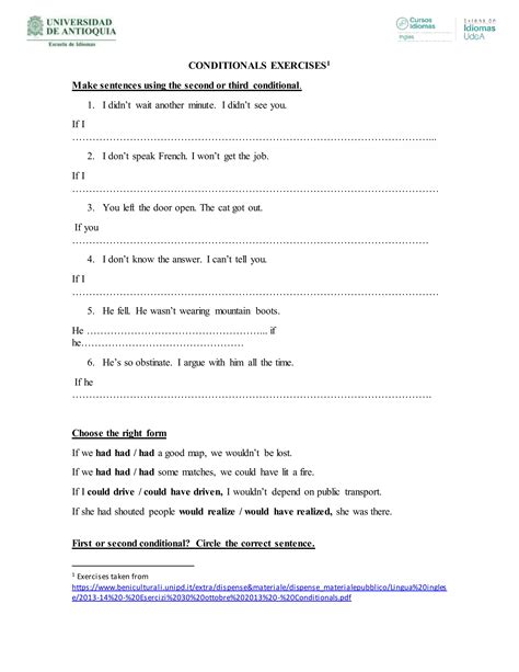 Conditionals exercises | DOCX
